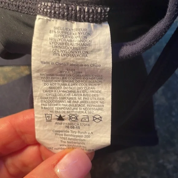 Tory Sport 2 Tone Blue Sports Bra with Adjustable Crossed Spaghetti Straps Small - Picture 9 of 9